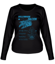 Женская футболка длинный рукав Millennium Falcon Schematics фото