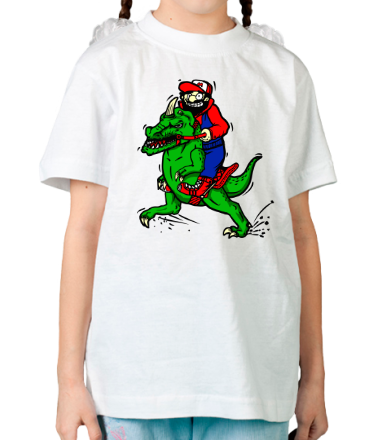 Детская футболка Марио на динозавре