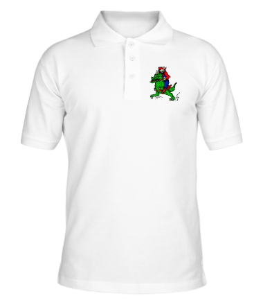 Мужская футболка поло Марио на динозавре