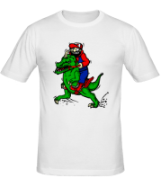 Мужская футболка Марио на динозавре фото