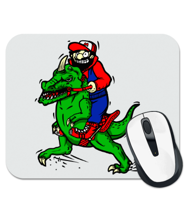 Коврик для мыши Марио на динозавре