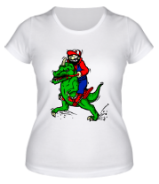 Женская футболка Марио на динозавре фото