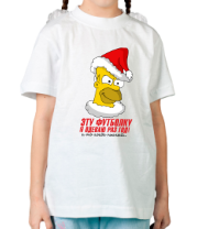 Детская футболка Гомер в шапке санты фото