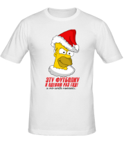 Мужская футболка Гомер в шапке санты фото