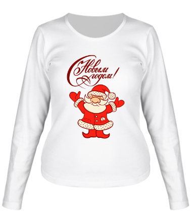 Женская футболка длинный рукав Санта Клаус