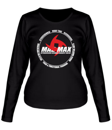 Женская футболка длинный рукав Эмблема клуба каратэ и муай-тай чемпиона мира Максима Дедика