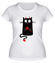 Женская футболка Кот дьяволёнок фото