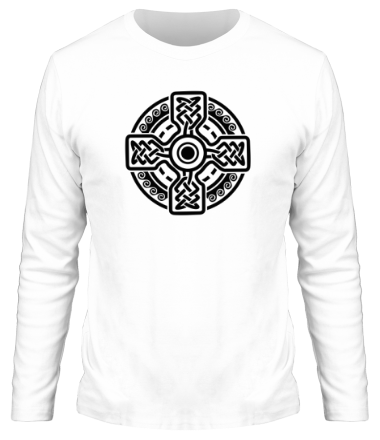 Мужская футболка длинный рукав Кельтский круг с крестом