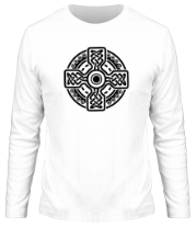 Мужская футболка длинный рукав Кельтский круг с крестом фото