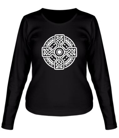 Женская футболка длинный рукав Кельтский круг с крестом