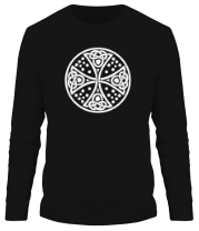 Мужская футболка длинный рукав Кельтский дизайн с крестом. фото