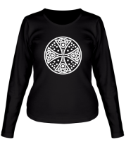 Женская футболка длинный рукав Кельтский дизайн с крестом. фото
