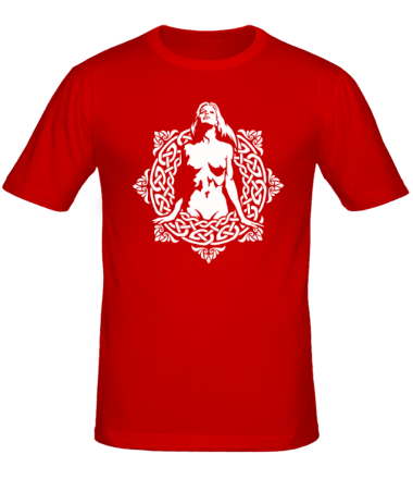 Мужская футболка Девушка в круге из кельтских узоров