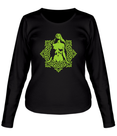 Женская футболка длинный рукав Девушка в круге из кельтских узоров