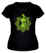 Женская футболка Девушка в круге из кельтских узоров фото