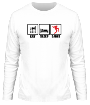Мужская футболка длинный рукав Eat sleep dance фото