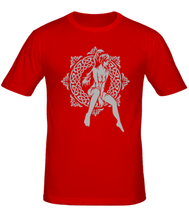Мужская футболка Девочка в круге из кельтских узоров