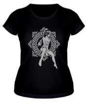 Женская футболка Девочка в круге из кельтских узоров