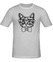 Мужская футболка Котик в очках и с бабочкой фото