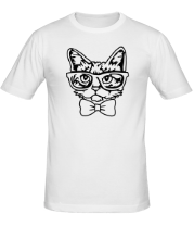 Мужская футболка Котик в очках и с бабочкой фото