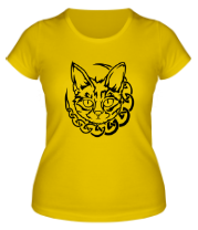 Женская футболка Кот с кельтским узором фото