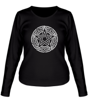 Женская футболка длинный рукав Звезда пентаграмма и кельтский орнамент фото