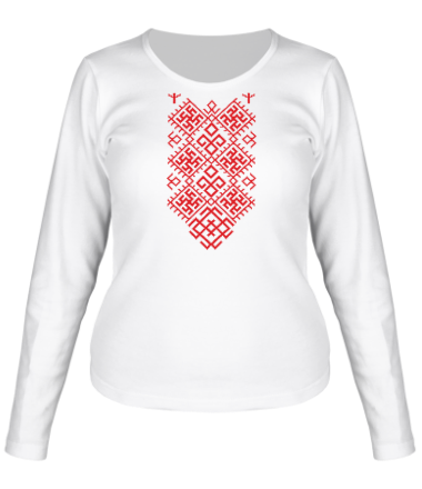 Женская футболка длинный рукав Орнамент Цветок Папоротника