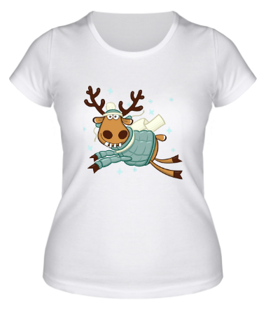 Женская футболка Летящий олень, мем пабликов 