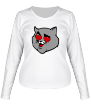 Женская футболка длинный рукав Влюбленный кот фото