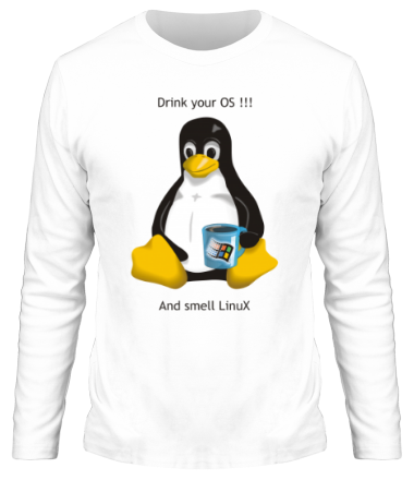 Мужская футболка длинный рукав Smells Linux