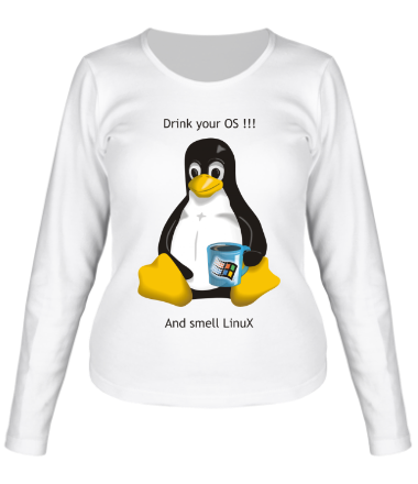 Женская футболка длинный рукав Smells Linux