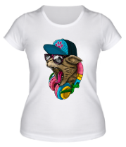 Женская футболка Кот в наушниках
