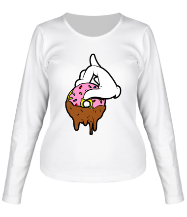 Женская футболка длинный рукав Пончик и рука