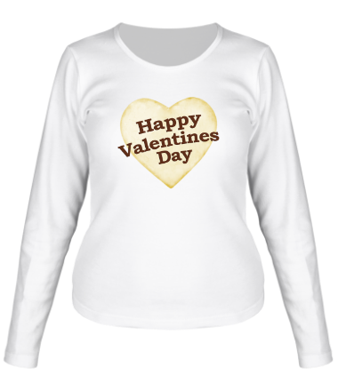 Женская футболка длинный рукав  Happy Valentine Day