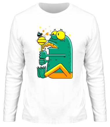 Мужская футболка длинный рукав Лягушка с чупа-чупсом