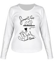 Женская футболка длинный рукав Кот Саймон любовь фото