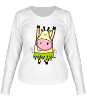 Женская футболка длинный рукав Танцующая корова фото