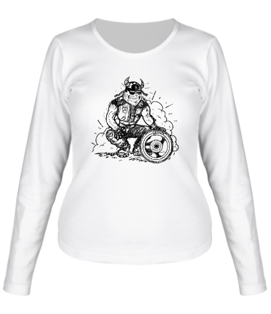 Женская футболка длинный рукав Байкер с колесом