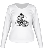 Женская футболка длинный рукав Байкер с колесом