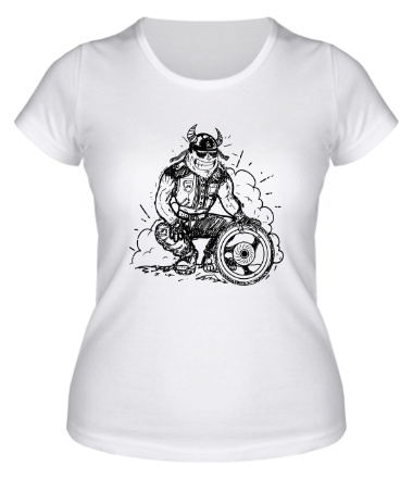 Женская футболка Байкер с колесом