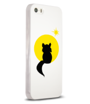 Чехол для iPhone Котёнок на фоне луны (плёнка) фото