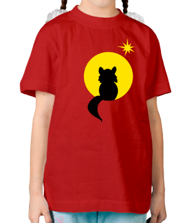 Детская футболка Котёнок на фоне луны (плёнка)