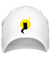 Шапка Котёнок на фоне луны (плёнка) фото