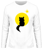 Мужская футболка длинный рукав Котёнок на фоне луны (плёнка) фото