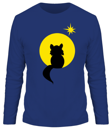 Мужская футболка длинный рукав Котёнок на фоне луны (плёнка)