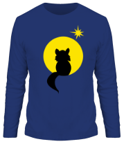 Мужская футболка длинный рукав Котёнок на фоне луны (плёнка) фото