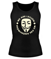 Женская майка борцовка Маска Анонимуса - We Are Legion (свет) фото