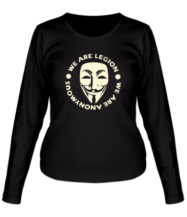 Женская футболка длинный рукав Маска Анонимуса - We Are Legion (свет)