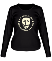 Женская футболка длинный рукав Маска Анонимуса - We Are Legion (свет) фото