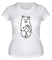 Женская футболка Кот показывающий фак